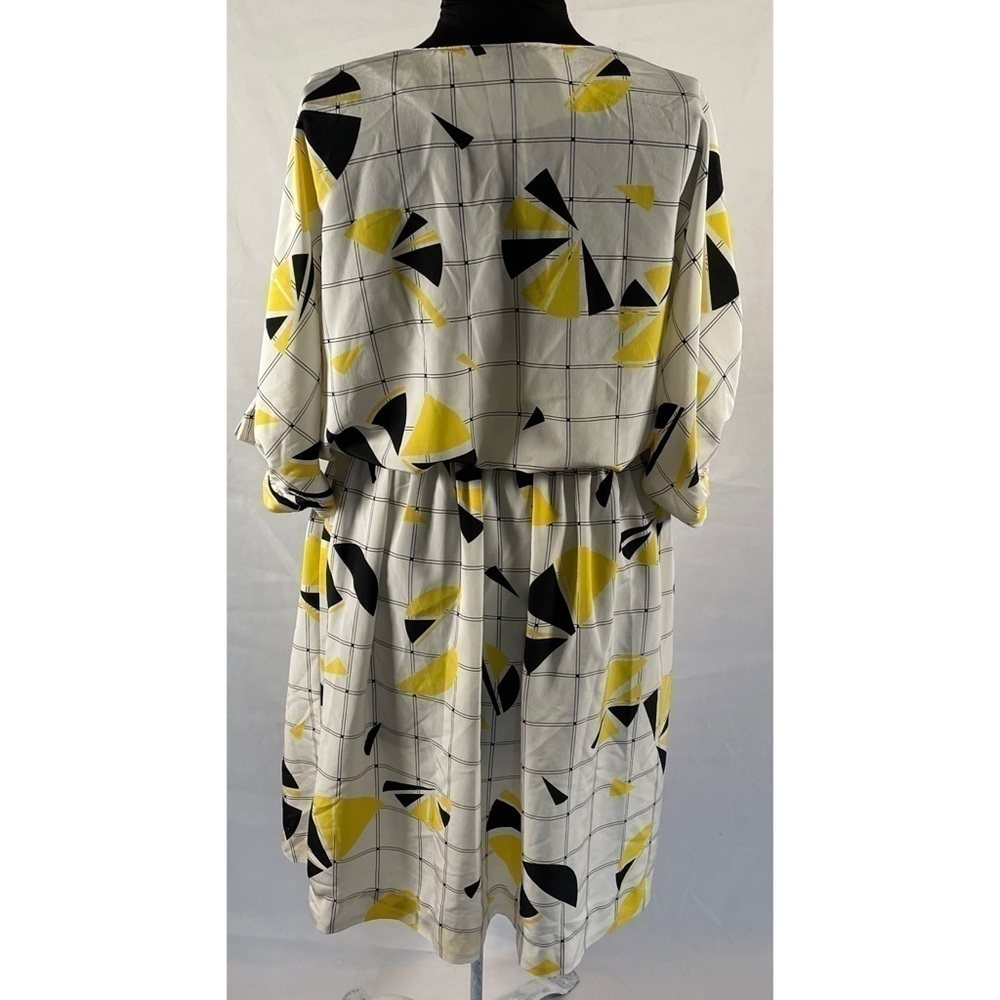 80’s Vintage ‘Kasper for A.S.L.’ Geometric Print Multicolor Midi Dress - Picture 9 of 11